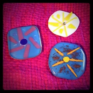 Three-piece fused glass trinkets